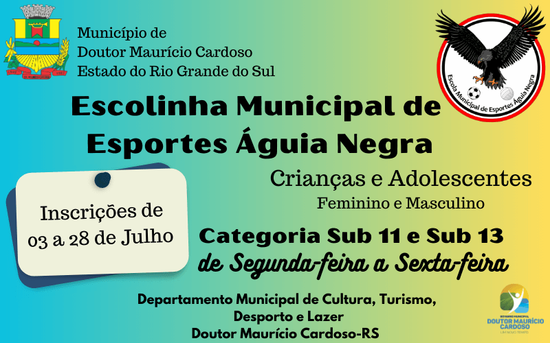 Inscrições abertas - Escolinha Municipal de Futsal Águia Negra
